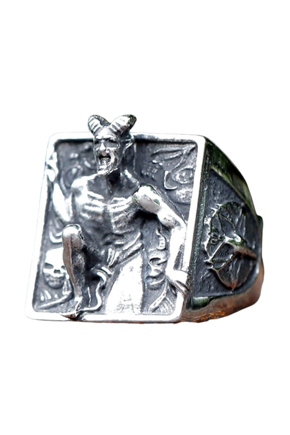 3D Sculpture Demon Devil Horns Ring Stainless Steel Skull Jewelry (12)