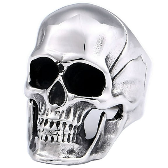 ZMY Home Biker Ring Stainless Steel Handmade Jewelry Cool Punk Rock Head of Skull Band Ring (10)