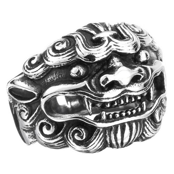 ZMY Home Chinese Qilin Design Stainless Steel Ring Wearable Art for Good Luck (8)