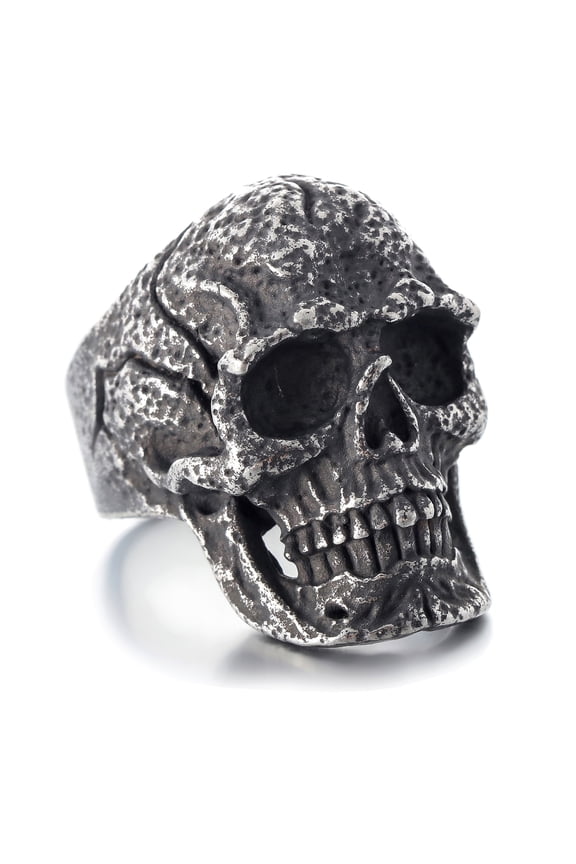 Cracked Skull Ring | Unique Stainless Steel Skeleton Head Jewelry (9)