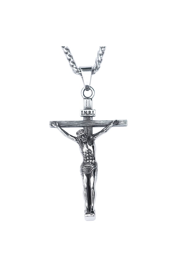 Cross Necklace Stainless Steel Jewelry Christian Jesus Pendant Necklaces for Male