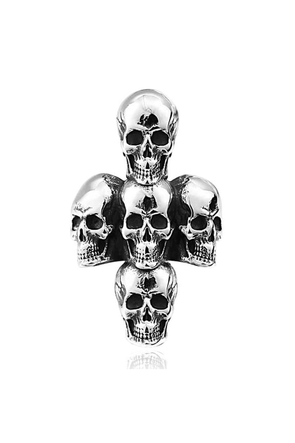 Cross Skull Ring Stainless Steel Handmade Jewelry Fashion Cool Punk Rock Biker Ring (13)