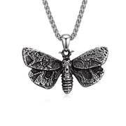 ZMY Home Death's-head Hawkmoth Necklace, Vintage Silver Tone Moth Pendant , Antique Goth Insect Jewelry Gift for Women