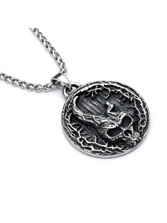 Demonic Necklace Gothic Stainless Steel Jewelry Long Chain Death Horned Devil Skull Pendant Necklaces