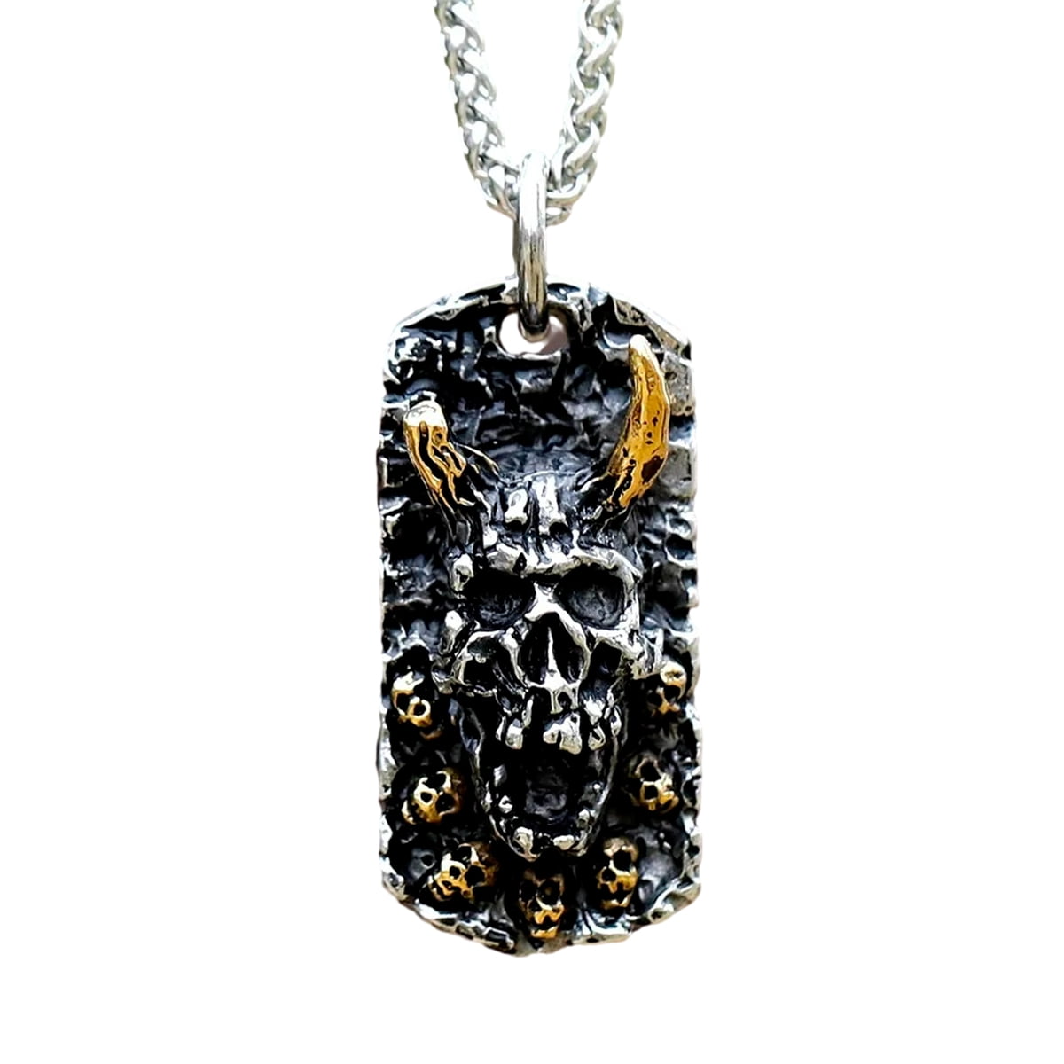Devil Skull Dog Tag チェーン付き ㉓Devil Skull Dog Tag 真鍮 【公式