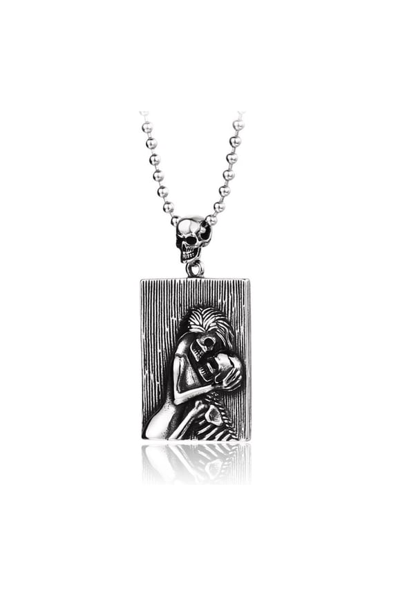Goth Necklace Stainless Steel Handmade Jewelry Long Chain Lover Skull Pendant Necklaces
