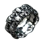 ZMY Home Jewelry Dual Skull Ring Gothic Stainless Steel Skeleton Ring 11