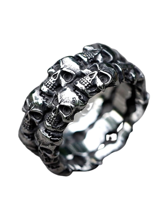 Jewelry Dual Skull Ring Gothic Stainless Steel Skeleton Ring (11)