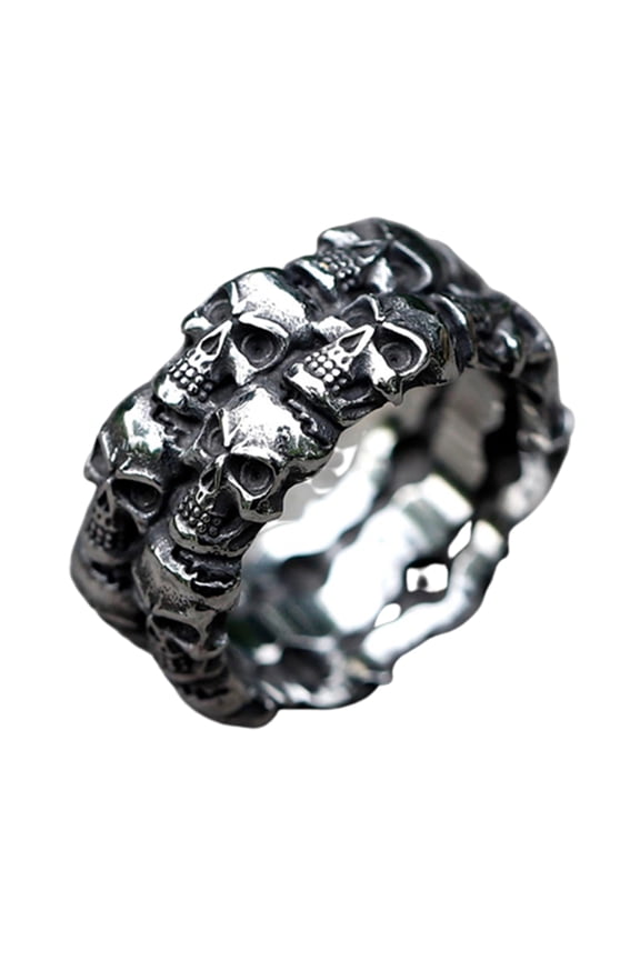 Jewelry Dual Skull Ring Gothic Stainless Steel Skeleton Ring (9)