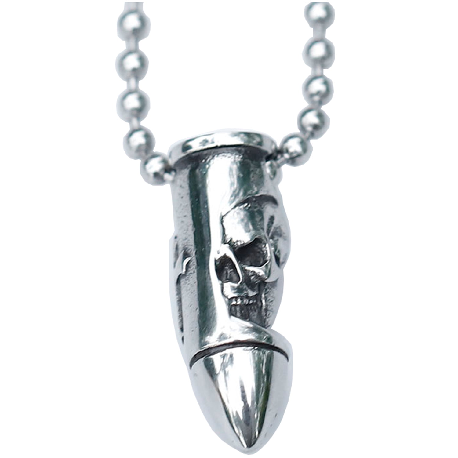 LXSSLY Skull Bullet Necklace For Men – Stainless Steel Punk Gothic Jewelry, Unisex Gift