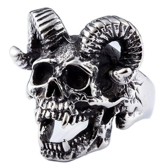 ZMY Home Horn Demon Skull Ring Stainless Steel Jewelry for Men Women (10)