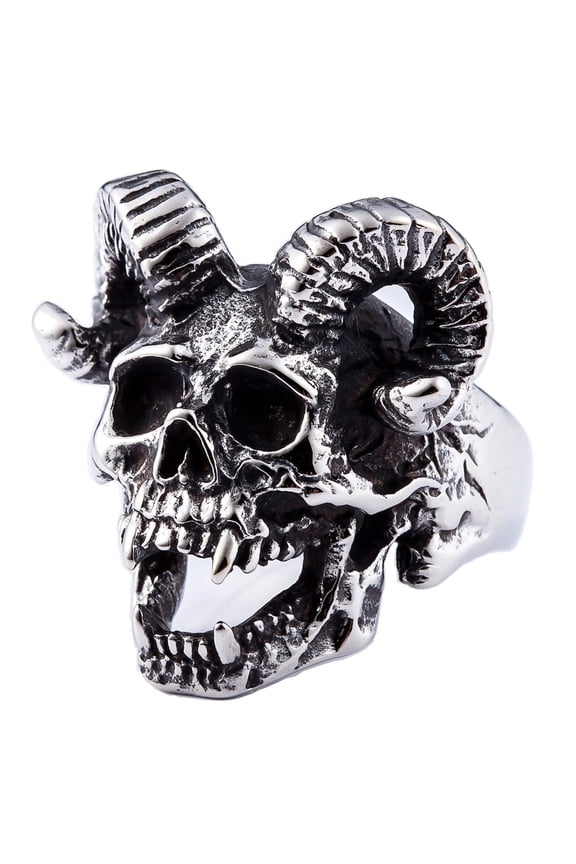 Horn Demon Skull Ring Stainless Steel Jewelry for Men Women (10)