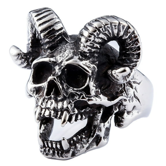 ZMY Home Ram Horned Skull Stainless Steel Ring Edgy and Unique Statement Jewelry for Men and Women (8)
