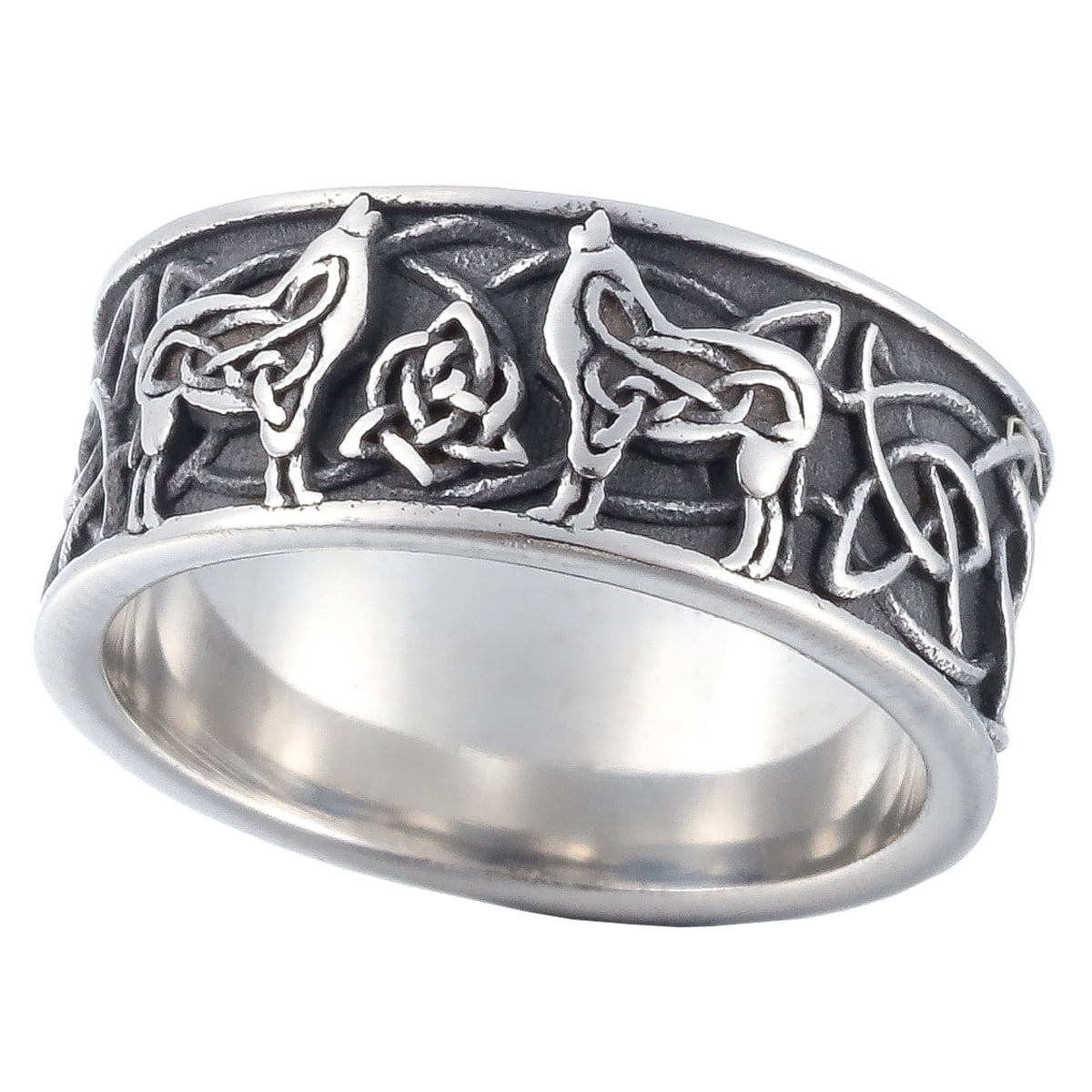 Celtic Wolf Ring with Triquetra - US Sizes 8/9/10/11/12 - Stainless Steel/ Viking | eBay