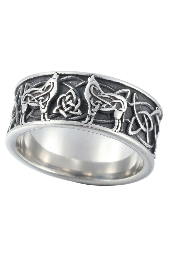 Rings Stainless Steel Jewelry Viking Norse Celtic Knot Rune Fenrir Wolf Rings (10)