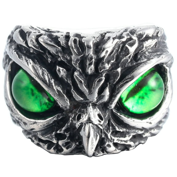 ZMY Home Rings for Gift Punk Cool Stainless Steel Jewelry Animal Head of Owl Ring (10)