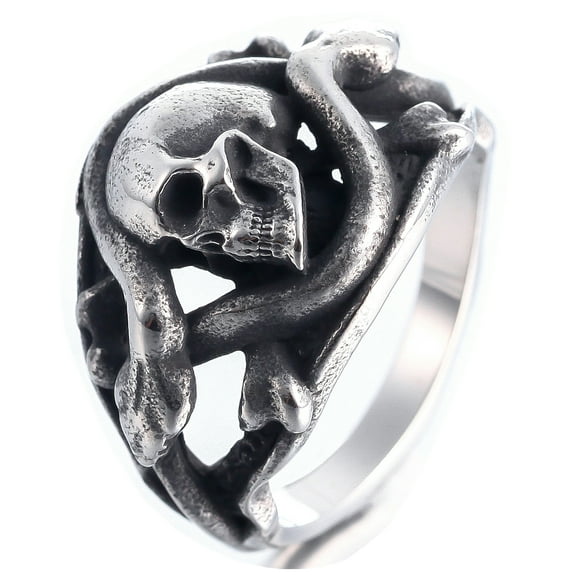 ZMY Home Rings for Gift Punk Cool Stainless Steel Jewelry Snake and Skull Ring (9)