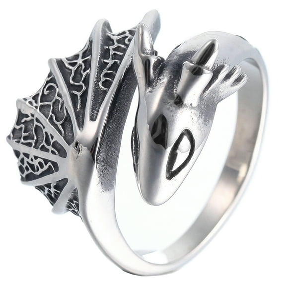 ZMY Home Rings for Gift Punk Cool Stainless Steel Jewelry Whelp Dragon Ring (13)