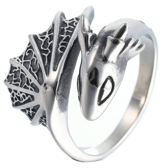 ZMY Home Rings for Gift Punk Cool Stainless Steel Jewelry Whelp Dragon Ring (9)