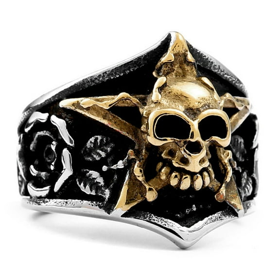 ZMY Home Rose Skull Ring Stainless Steel Handmade Jewelry Cool Punk Rock Biker Ring (10)