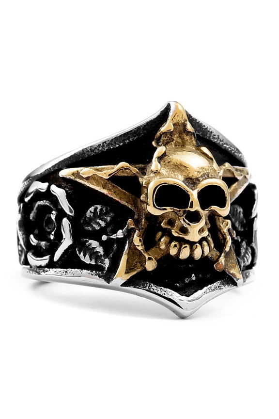 Rose Skull Ring Stainless Steel Handmade Jewelry Cool Punk Rock Biker Ring (9)