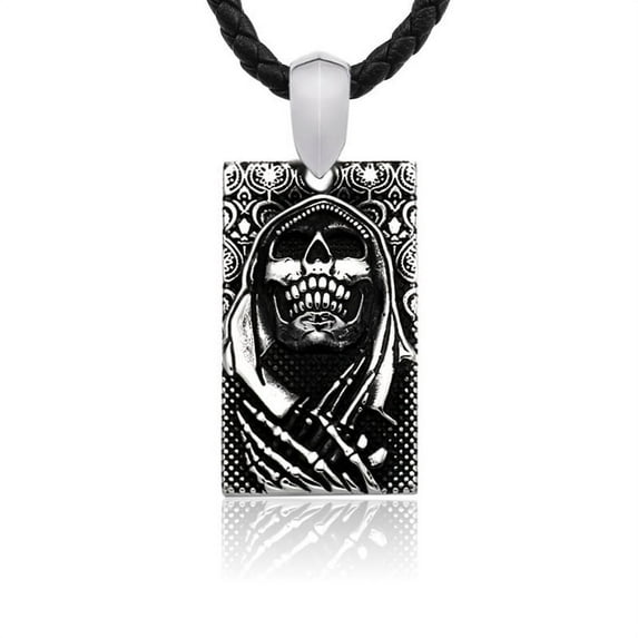 ZMY Home Skeleton Necklace Stainless Steel Goth Jewelry Cool Punk Rock Grim Reaper Skull Pendant Necklaces