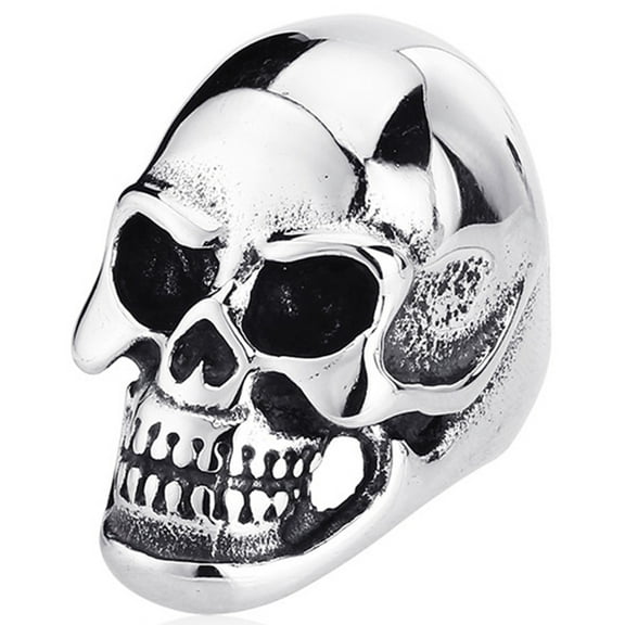 ZMY Home Skeleton Ring Stainless Steel Handmade Jewelry Cool Punk Rock Skull Head Ring (10)