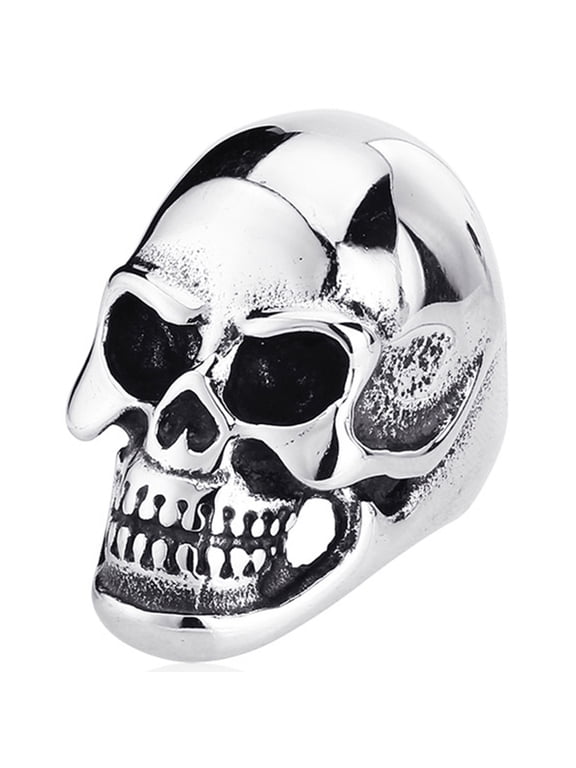 Skeleton Ring Stainless Steel Handmade Jewelry Cool Punk Rock Skull Head Ring (13)