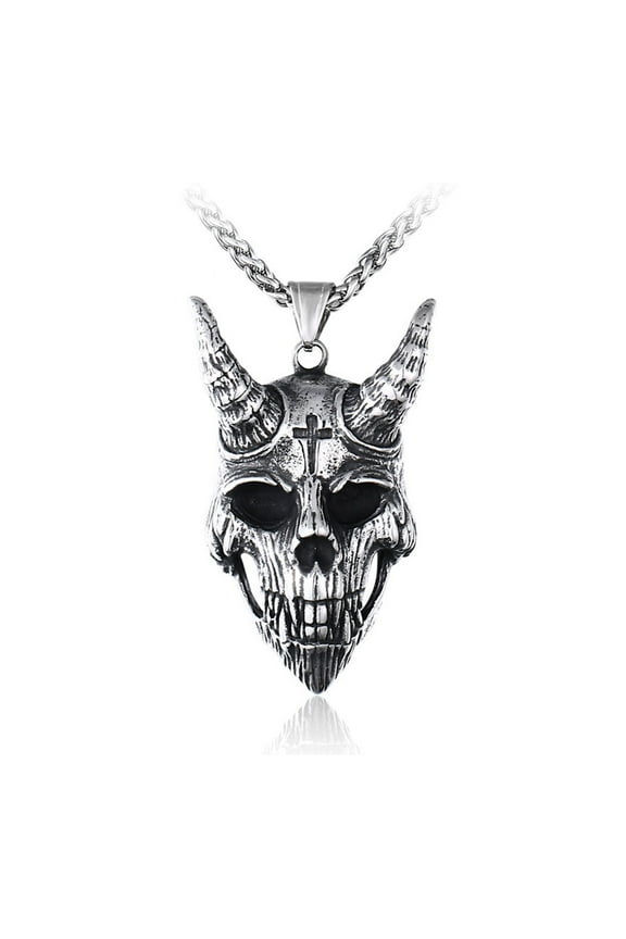 Skull Necklace Stainless Steel Jewelry Long Chain Voodoo Devil Demon Pendant Necklaces