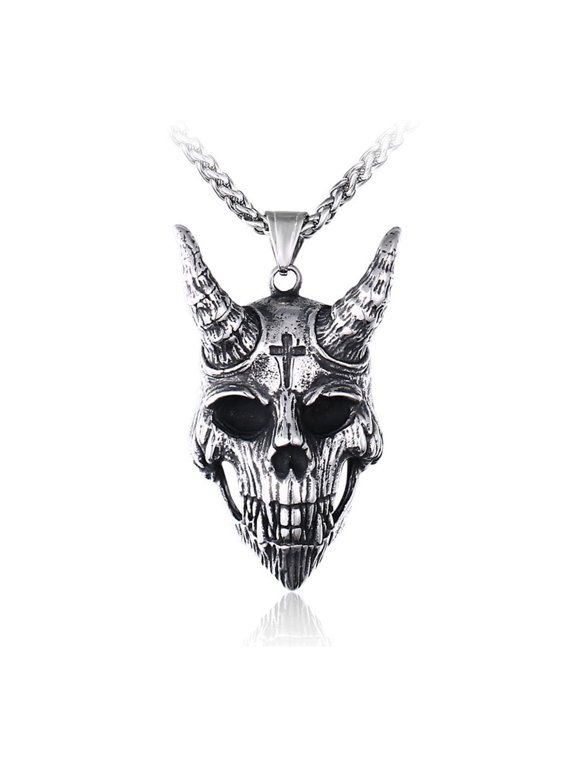 Skull Necklace Stainless Steel Jewelry Long Chain Voodoo Devil Demon Pendant Necklaces