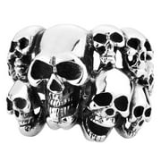 ZMY Home Skull Ring Stainless Steel Handmade Jewelry Cool Punk Rock 11 Faces Skull Band Ring 10
