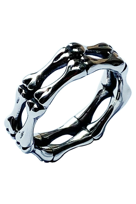 Skull Ring Stainless Steel Handmade Jewelry Cool Punk Rock Bone Band Ring (8)