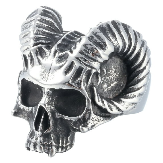 ZMY Home Skull Rings Stainless Steel Jewelry Chunky Demonic Horned Vampire Head Rings (7)