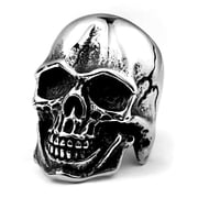 ZMY Home Smile Skull Ring Stainless Steel Handmade Jewelry Cool Punk Rock Band Ring 10