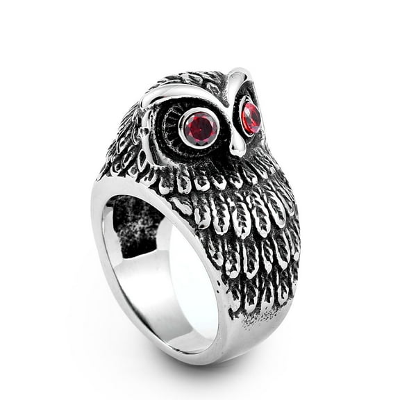 ZMY Home Stainless Steel Animal Ring Owl Gothic Statement Jewelry for Men (11)