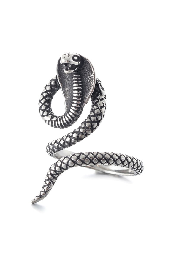 Stainless Steel Cobra Ring with Twisted Body Design Edgy Snake Jewelry (9)