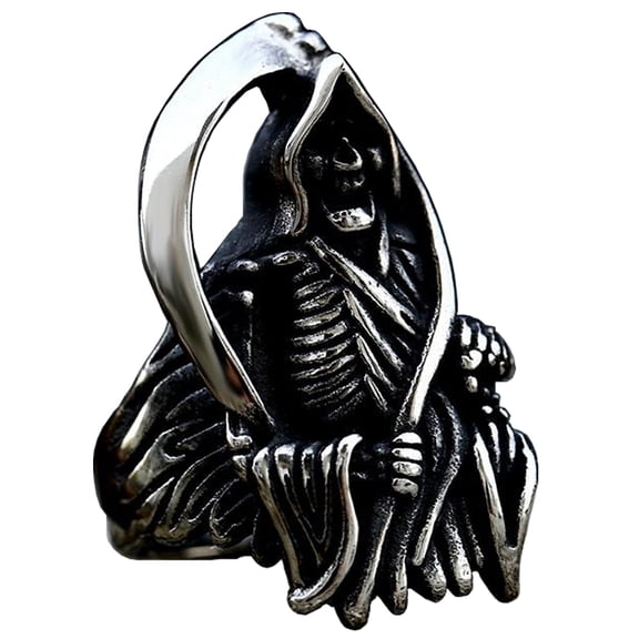 ZMY Home Stainless Steel Death Grim Reaper Ring Goth Punk Style Jewelry for Men and Women (13)