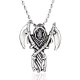 thumbnail image 1 of ZMY Home Stainless Steel Necklace - Grim Reaper Pendant with Dual Scythes Fashion Jewelry, 1 of 5