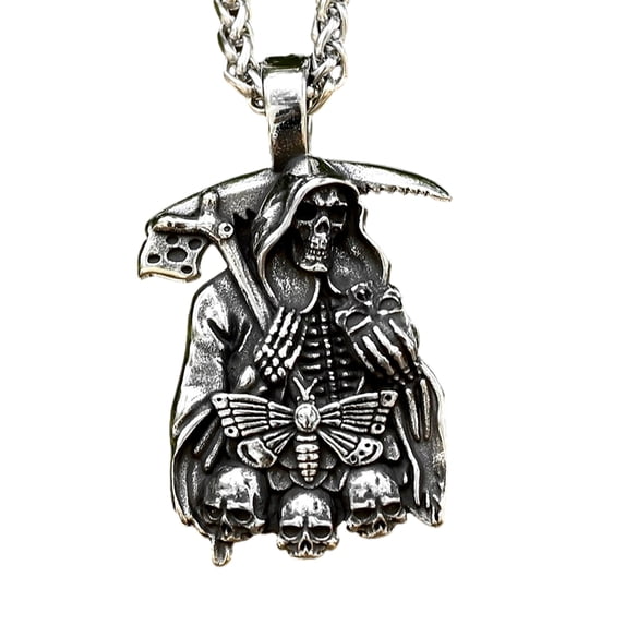 ZMY Home Stainless Steel Necklace Grim Reaper with Hook Pendant Trendy Jewelry