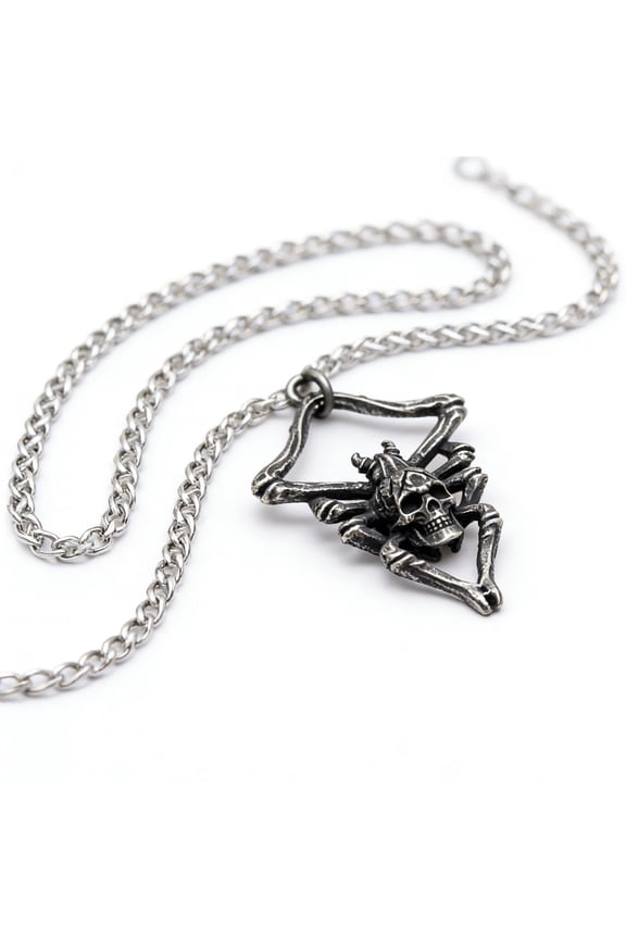 Stainless Steel Necklace - Spider Skull Pendant Gothic Jewelry
