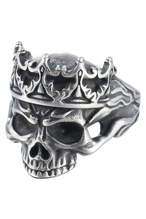 Stainless Steel Party Chunky Jewelry Crown King Skull Ring for Men (13)