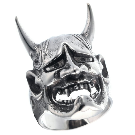 ZMY Home Stainless Steel Party Chunky Jewelry Edgy Japanese Demon Oni Ring (8)