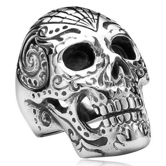 ZMY Home Stainless Steel Party Chunky Jewelry Gothic Sugar Skull Ring (12)