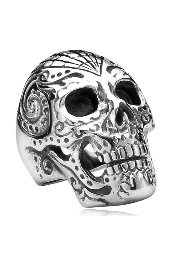 Stainless Steel Party Chunky Jewelry Gothic Sugar Skull Ring (13)