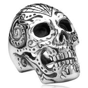 ZMY Home Stainless Steel Party Chunky Jewelry Gothic Sugar Skull Ring 7