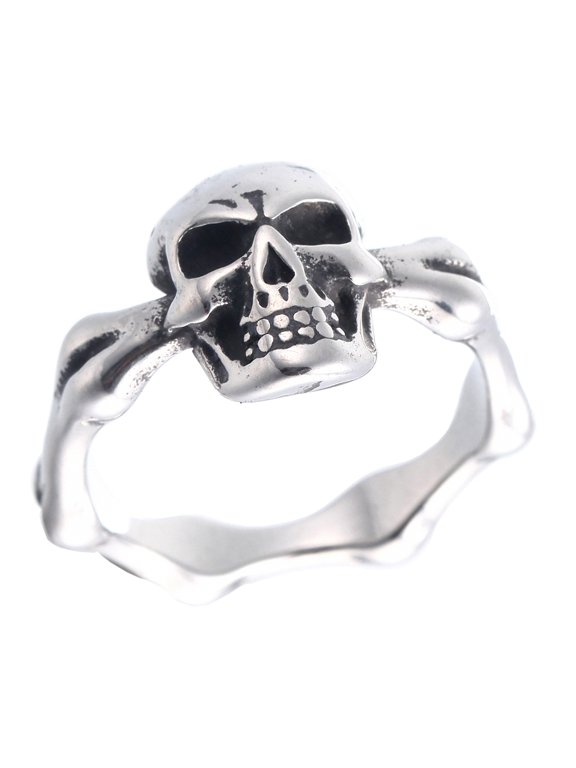 Stainless Steel Party Jewelry Bone Skull Pinky Ring (7)