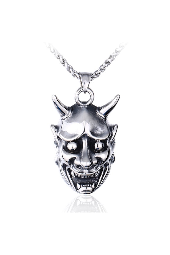 Stainless Steel Party Jewelry Edgy Japanese Demon Oni Pendant Necklace