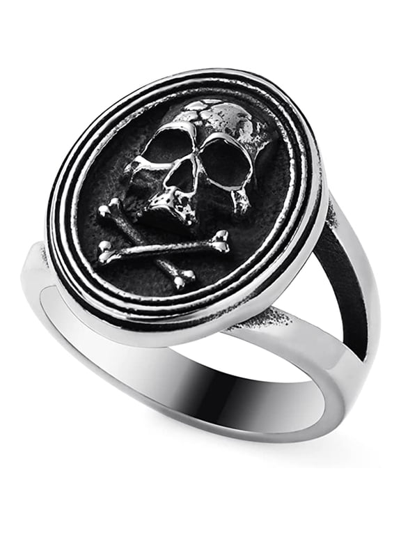Stainless Steel Party Jewelry Gothic Crossbone Skull Ring (10)