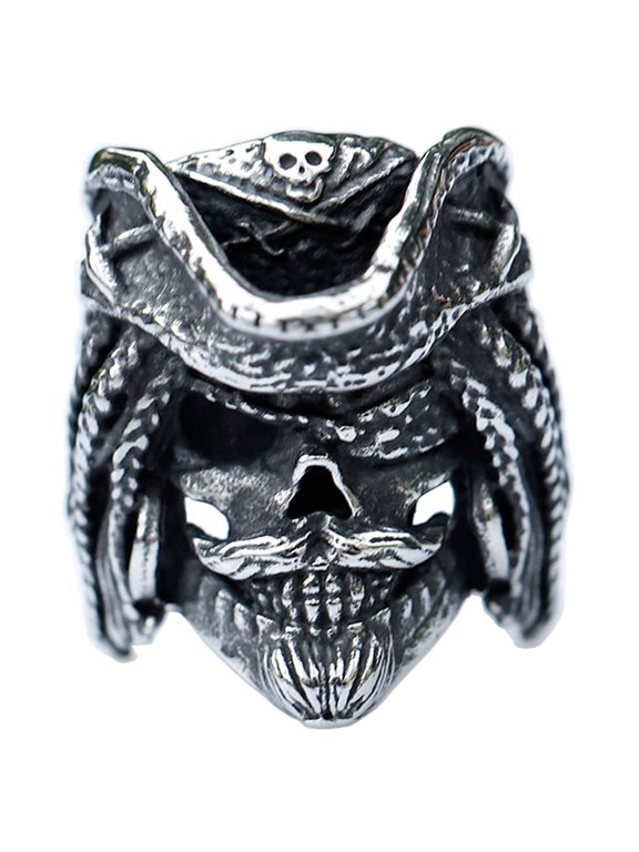 Stainless Steel Party Jewelry One-eyed Pirate Skull Ring for Male (8)