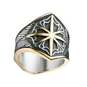 ZMY Home Stainless Steel Pirate Ring - Gold Compass Design Statement Jewelry 10